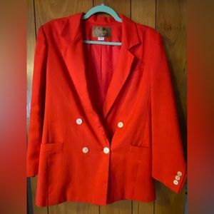 Vintage red blazer with pearly buttons. Like new. Size 10.